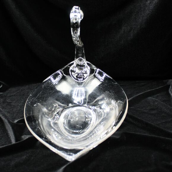 Vintage 1950s Duncan & Miller Clear Glass Swan Bowl Dish Large Retro Centerpiece - Picture 6 of 6